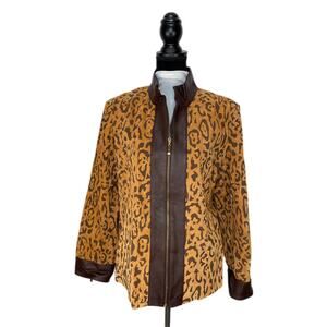 Terry Lewis Luxuries Leather Animal Print Jacket - Women's Size L
